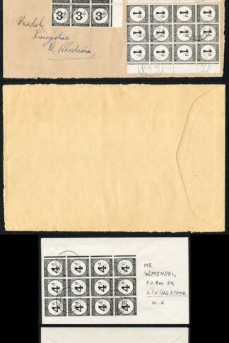Rhodesia SGD1/4 Postage Due Set in Marginal Blocks of 12 CDS Used.