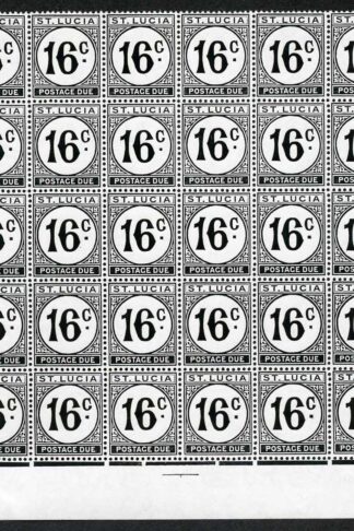St Lucia SGD10a 16c black Block of 30 on Chalky Paper U/M
