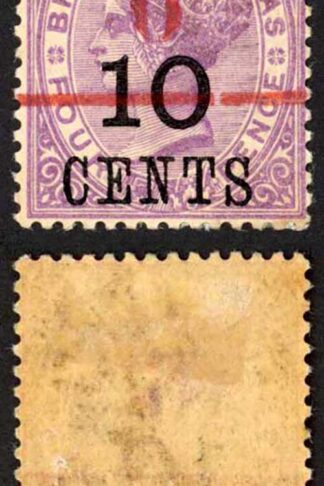 British Honduras SG43var 6c on 10c on 4d in Red broken bar M/M (thin)