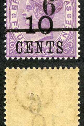 British Honduras SG43var 6c on 10c on 4d in Black wmk Letter O M/M