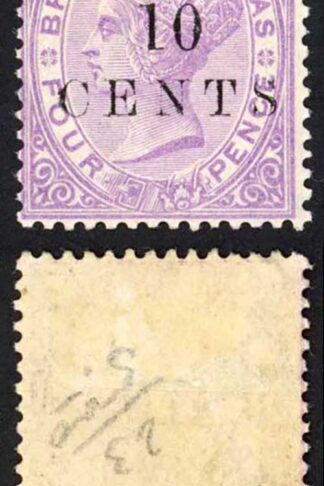 British Honduras SG28 10 cents on 4d mauve Wmk Crown CA M/M