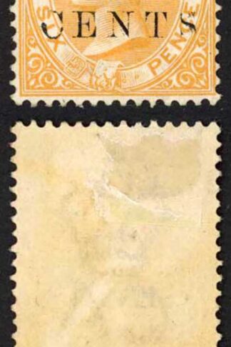 British Honduras SG29 20 cents on 6d yellow Wmk Crown CA BROKEN C M/M
