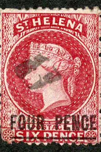 St Helena SG13 4d Carmine Surch A Wmk Crown CC Perf 12.5 Cat 50 Pounds