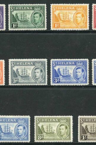 St Helena SG131/37 KGVI to 1/- Inc Good 1d and 3d M/M Cat 106.10