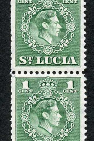 St Lucia SG146 KGVI 1c Green Coil Strip of 8 Perf 12.5 (6 x U/M)
