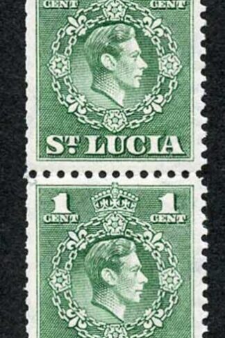 St Lucia SG146 KGVI 1c Green Coil Strip of 8 Perf 12.5 (6 x U/M)