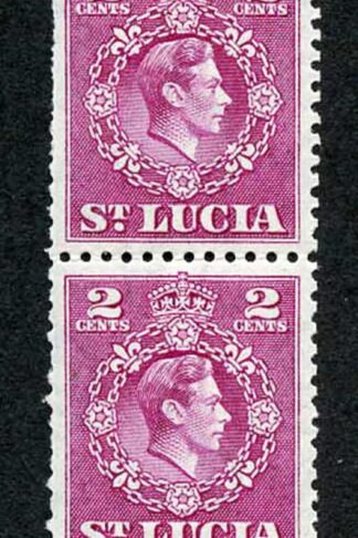 St Lucia SG147 KGVI 2c Magenta Coil Strip of 8 Perf 12.5 (6 x U/M)