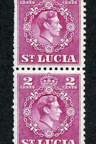 St Lucia SG147 KGVI 2c Magenta Coil Strip of 8 Perf 12.5 (6 x U/M)
