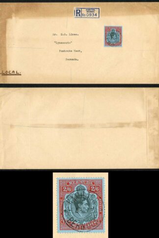 Bermuda KGVI 2/6 Perf 14 on cover