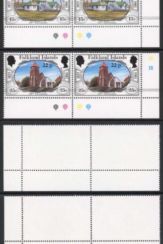 Falkland Is SG467-8 Nos.443 and 445 surcharged. set 2 in Cylinder Pairs U/M