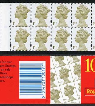 SG2124by New Millennium booklet of ten x 1st class perf 14 PHOSPHOR OMITTED