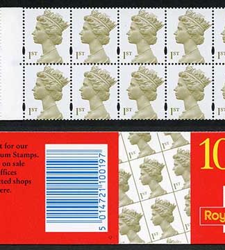SG2124by New Millennium booklet of ten x 1st class perf 14 PHOSPHOR OMITTED
