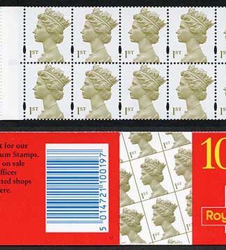 SG2124by New Millennium booklet of ten x 1st class perf 14 PHOSPHOR OMITTED