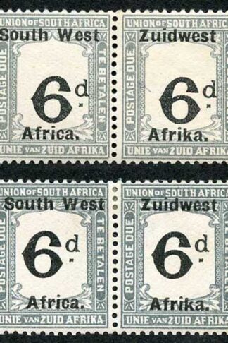South West Africa 6d Post Due Pair Large value shift m/m