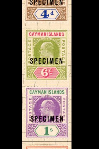 Cayman Is SG13/6s 1907 set of four opt SPECIMEN The 1/- and 5/- slotted frame