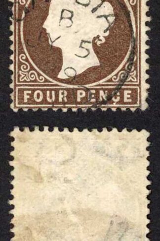 Gambia SG31w 1886-93 Wmk CA 4d deep brown Variety wmk Crown to RIGHT