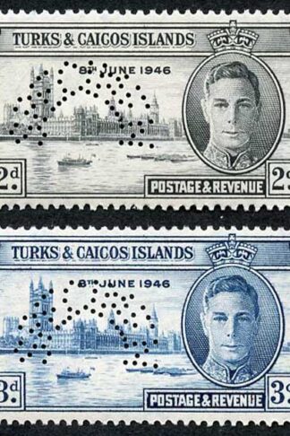 Turks and Caicos SG206s/7s 1946 Victory Set PERF SPECIMEN Very Fine M/M