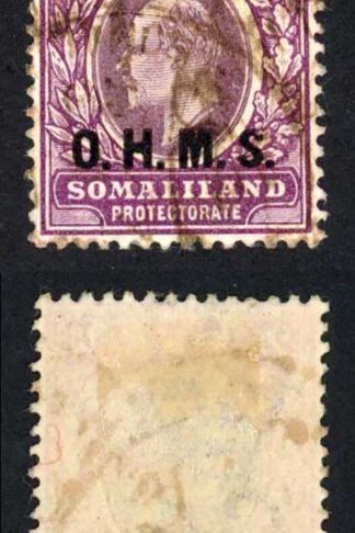 Somaliland SGO12Official 1904-05 2a wmk CA type O3 opt good used