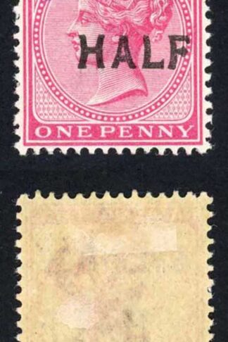 NATAL SG125s 1895 HALF type 30 on 1d rose handstamped SPECIMEN