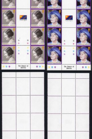 Solomon Is SG1034/5 2002 Queen Mother 1 Dollar and 2.30 Dollar blocks of 10