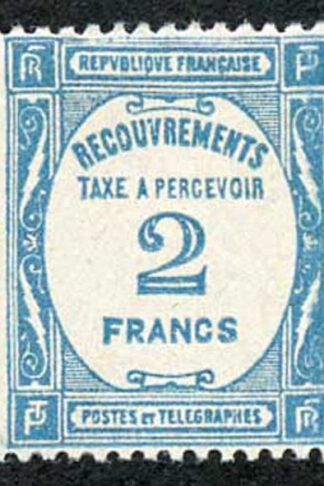 France 1927 2f blue Post Due Fine Fresh M/M