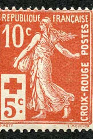France SG352 1914 10c plus 5c red cross (light gum bend) Fresh M/M