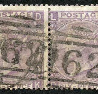 SG97 6d lilac wmk Emblems Plate 5 PAIR Cat 280 pounds
