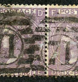 SG97 6d lilac wmk Emblems Plate 5 PAIR Cat 280 pounds