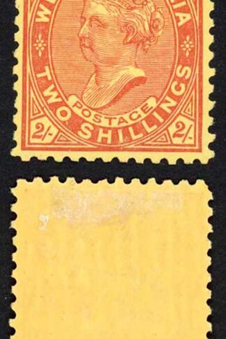 Western Australia SG124c 2/- Brown-red/yellow wmk V over Crown Perf 12.5 M/M