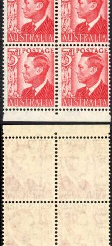 Australia SG235/CW49d 1951 3d Scarlet Block of 18 from Booklet Panes U/M