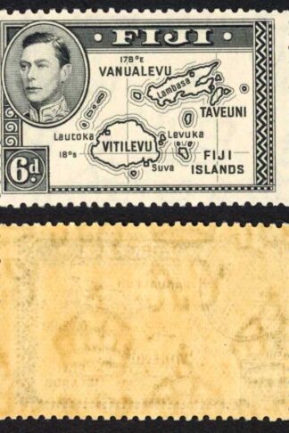 Fiji SG260 1938 KGVI 6d Black Die 1 U/M (brown gum)