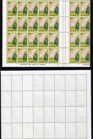 Barbados SG520 1975 50c Block of 35 cat 280 pounds