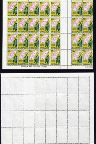 Barbados SG520 1975 50c Block of 35 cat 280 pounds