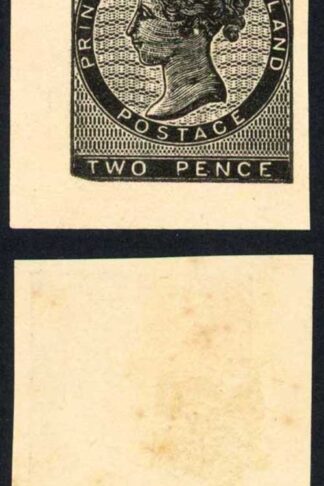 Prince Edward Island 2d reprint plate proof in Black on thick paper