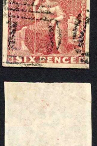 Barbados SG11 6d Pale rose-red 4 margins (crease) Cat 120 pounds