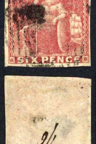 Barbados SG11 6d Pale rose-red 4 margins Cat 120 pounds