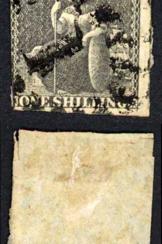 Barbados SG12 1/- Brown Black 3 margins Cat 110 pounds