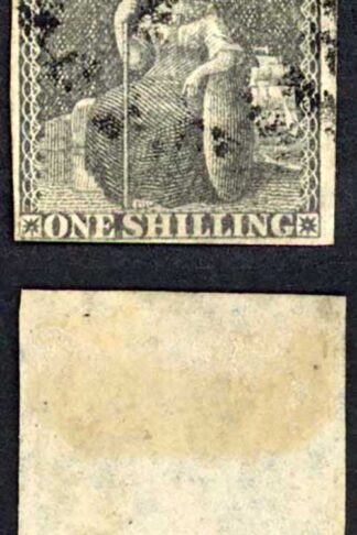 Barbados SG12 1/- Brown Black 4 margins Cat 110 pounds