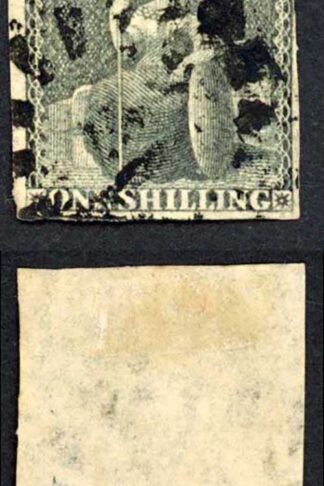 Barbados SG12 1/- Brown Black 4 margins Cat 110 pounds