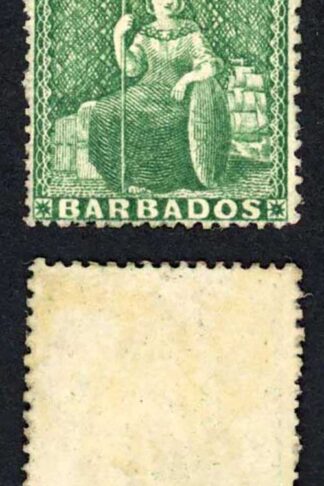 Barbados SG17 1/2d Deep Green Clean cut perf 14-16 M/Mint Cat 180 pounds