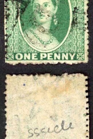 Grenada SG19 1d Green wmk Small Star (sideways) Rough Perf 14.5 Cat 9.50 pounds