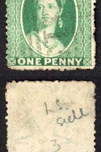 Grenada SG19 1d Green wmk Small Star (sideways) Rough Perf 14.5 Cat 9.50 pounds