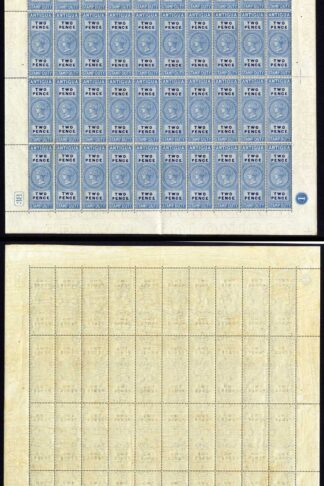 Antigua 1870 2d Stamp Duty Sheet of 40