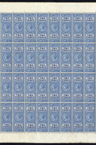 Antigua 1870 2d Stamp Duty Sheet of 40