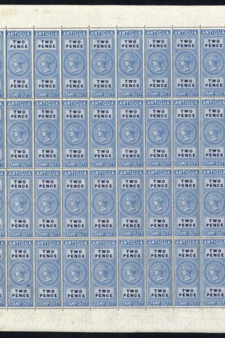Antigua 1870 2d Stamp Duty Sheet of 40