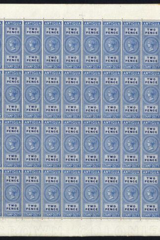 Antigua 1870 2d Stamp Duty Sheet of 40