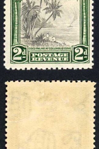 Jamaica SG111 2d black and green wmk Script sideways M/M cat 40 pounds