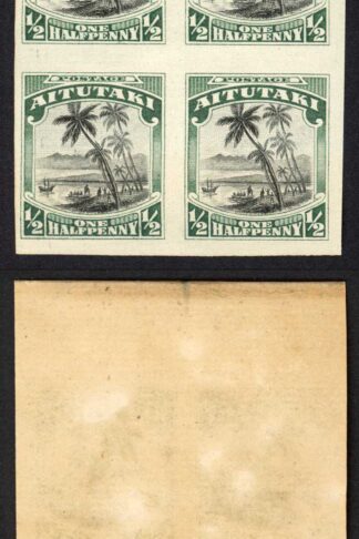 Cook Is 1920 Aitutaki 1/2d Imperf Pair on Gummed Paper (probably a Proof) M/M