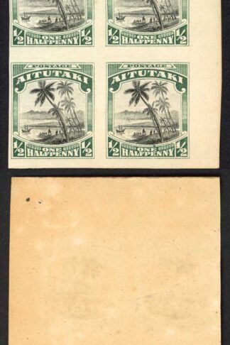 Cook Is 1920 Aitutaki 1/2d Imperf Pair on Gummed Paper (probably a Proof) M/M