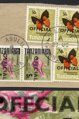Tanzania SGO53 50c x 3 SG32 and SG32a (damaged) used in KASULLJ (RARE)